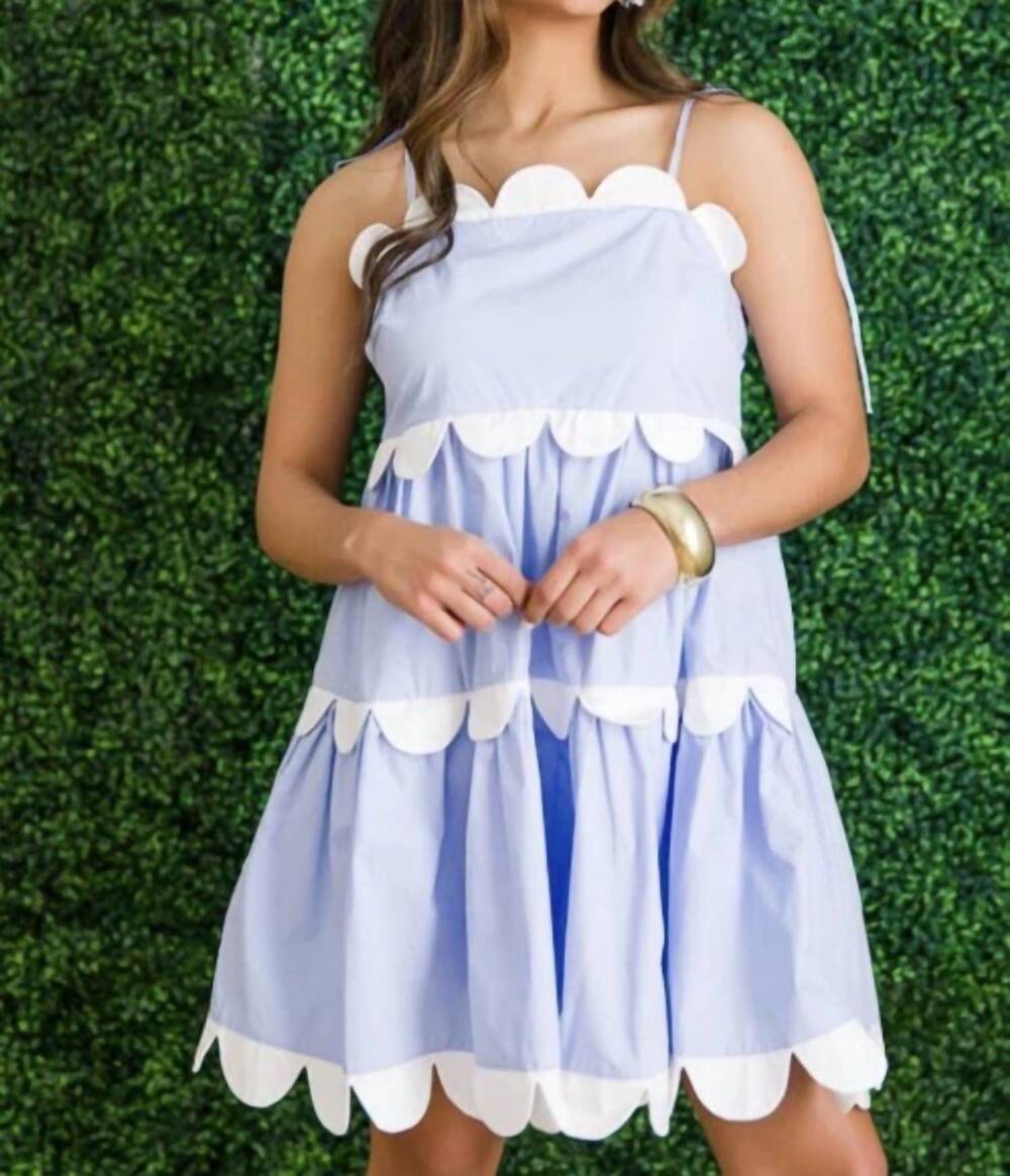 NEW MAINSTRIP scallop edge solid babydoll dress in light blue